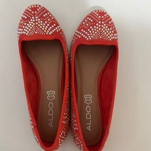 ALDO Orange with silver studded Flats